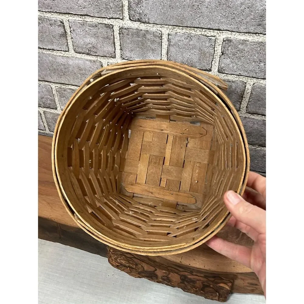Vintage Longaberger Upright Basket Handwoven Rustic Home Decor